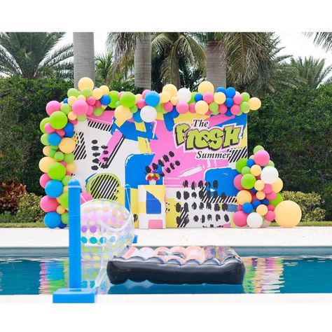 Welcome to the “Fresh Summer!” | What better way to celebrate a special birthday bash for @rudygay than a Fresh Prince of Bell-air inspired pool party here in sunny Florida!! | Event Planning + Design: @keairachantellevents Photography: @imagerybyjulesphotography Cinematography: @bricksgroup Stationery: @paperedwonders Floral Design: @thesimondesign Cake: @dejavuswseets Cake Topper + Charms, Custom Decor: @ten23designs Custom Decor: @elfspropshop Balloon Art: @maggiecreativedesign Catering: @sen Fresh Prince Will Smith, Adult Birthday Party Themes, Old School Candy, 90s Theme Party, Prince Party, Graffiti Pattern, Unique Party Themes, 33rd Birthday, Fresh Prince Of Bel Air