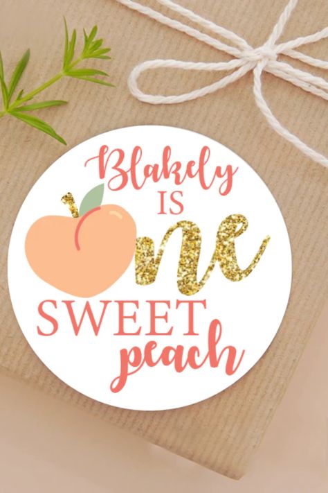 Sweet Peach First Birthday Stickers, Personalized Peach Birthday Stickers, Peach Labels, Peach Birthday Party Favor Sticker, One Sweet Peach These Glitter One Sweet Peach Party Labels are the perfect idea for decorating parties with a southern peach theme! Stick these labels to any of your fun birthday party favors. They’re customized with your name! These are a great personalized way to decorate your school gifts, Business gifts, Party Gifts and More. One Sweet Peach Birthday Centerpieces, One Sweet Peach Birthday Party, Sweet Peach Birthday Party, Sweet Peach First Birthday, First Birthday Stickers, One Sweet Peach Birthday, Peach First Birthday, Peach Birthday Party, One Sweet Peach