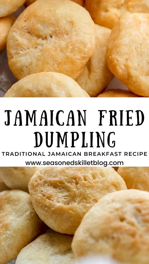 Jamaican Fried Dumpling is a easy and delicious 4-ingredient bread style dumpling recipe that's crispy on the outside with a soft, buttery and fluffy inside! They are made with only a few pantry staples and enjoyed during breakfast or anytime throughout the day for the perfect Jamaican appetizer, side dish, or snack. Fried Dumplings Recipe, Fry Dumpling Recipe, Jamaican Dumplings, Jamaican Fried Dumplings, Johnny Cakes Recipe, Johnny Cakes, Jamaica Food, Carribean Food, Jamaican Cuisine