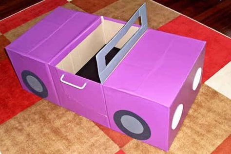 And automobiles. | 31 Things You Can Make With A Cardboard Box That Will Blow Your Kids' Minds Cardboard Box Car, Recycle Cardboard Box, Transportation Birthday Party, Play Car, Box Cars, Cardboard Car, Transportation Birthday, Kids Movie, Barbie Car