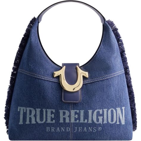 PRICES MAY VARY. TRUE RELIGION HOBO BAG: This stylish and fashionable ladies satchel handbag features a lightweight and durable frayed cotton and polyester construction, sleek gold hardware, spacious main compartment, and an iconic True Religion horseshoe logo on the front of the purse EASY PORTABILITY: Hobo bag features a convenient top handle for ease of travel with a drop of 6.5 inches ABUNDANT STORAGE: Medium purse features a spacious main compartment with a magnetic snap closure, and an int Horseshoe Logo, Denim Shoulder Bags, Weekend Travel Bags, Hobo Handbag, Frayed Denim, Denim Bag, Walker Boots, Hobo Handbags, Satchel Handbags