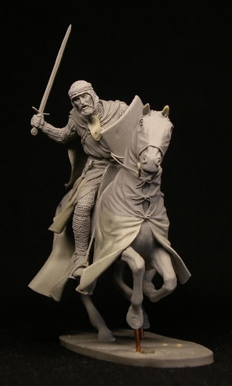 Teutonic knight . Battle of Lake Peipus, 1242. Scale 75 mm, by Igor Kordyukov · Putty&Paint Gengis Kan, Knight Battle, Knight On Horse, Warrior Drawing, Anatomy Sculpture, Digital Sculpture, Knight Art, Medieval Armor, Horse Sculpture