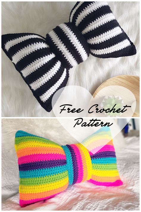 Crochet Easy Pillow, Crochet Wedge Pillow, Crochet Bow Pillow Free Pattern, Crochet Book Pillow Pattern Free, Wednesday Enid Crochet, How To Crochet A Pillow Cover, Crochet Thing From Wednesday, Crochet Pillows For Kids, Crochet Bow Pillow