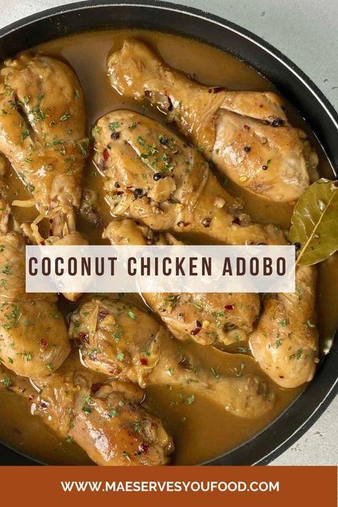 Coconut Chicken Adobo Chicken Adobo Filipino, Milk Chicken, Beef Dinner Recipes, Coconut Milk Chicken, Ground Beef Dinner, Rice And Vegetables, Dinner Recipes With Ground Beef, Rice Side Dish Recipes, Chicken Adobo