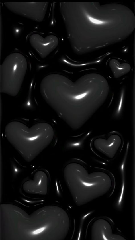 Black Wallpaper 3d Iphone, Jelly Wallpaper Iphone Black, Black Heart Wallpaper Iphone, Dope Wallpaper Iphone, 3d Hearts, 3d Wallpaper Iphone, Jelly Wallpaper, Ig Highlights, Ladybug Art