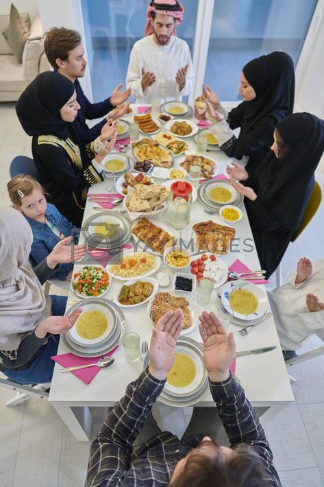 Iftar Dua, Family Praying, Background Dark, Muslim Family, Modern Western, Yay Images, Iftar, Eid Mubarak, Traditional Food