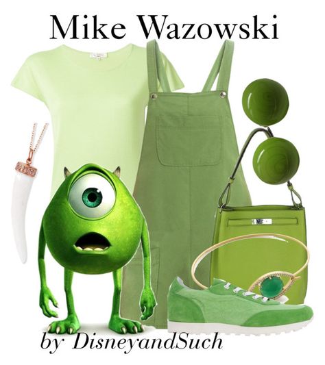 "Mike Wazowski" by disneyandsuch ❤ liked on Polyvore featuring Etro, Elizabeth and James, HermÃ¨s, Marguerite de Valois, INC International Concepts, Tai, Cartina, disney, monstersinc and disneybound Mike Wazowski Costume, Disney Themed Outfits, Disney Paris, Disney Inspired Fashion, Mike Wazowski, Character Inspired Outfits, Disney Bound Outfits, Disney Inspired Outfits, Fandom Fashion