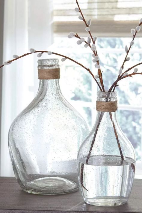 Farmhouse Vase, Cotton Stems, Clear Vases, Clear Vase, Ashley Furniture Homestore, Decor Pillows, Floor Vase, Table Vases, Glass Vases