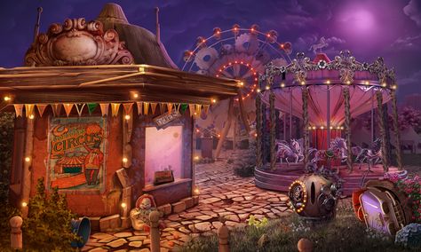 #Game #gameart #gaming #gamedev #gamedevelopmentart #madheadgames #art #artwork #playground #amusementpart #kids #clown #wheel #carousel Carnival Concept Art, Magic Carnival, Fantasy Circus, Circus Pictures, Carousel Art, Circus Aesthetic, Carnival Art, Dark Circus, مركز ثقافي