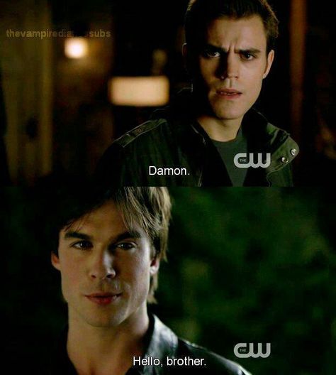 It all started with 'Hello brother' :* , damon salvatore | ian somerhalder Damon Hello Brother, Damon And Stefan Salvatore, Salvatore Brothers, Stefan And Caroline, Vamp Diaries, Brother Humor, Ian Joseph Somerhalder, Vampire Diaries Poster, Damon And Stefan