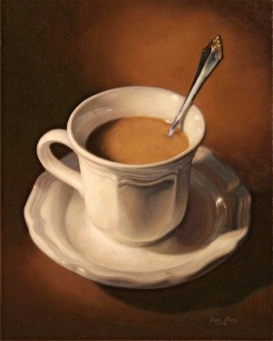 Cream with Coffee Oil on panel 8 X 10 Life Drawing Reference, Still Life Paintings, Still Life Images, Coffee Painting, Food Painting, Life Paintings, Still Life Drawing, Artist House, Painting Still Life