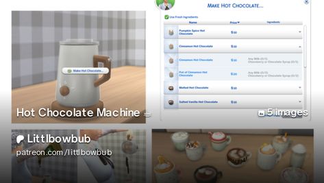 Hot Chocolate Machine ☕ | Littlbowbub Sims 4 Market, Hot Cocoa Maker, Chocolate Machine, Hot Chocolate Maker, Chocolate Texture, Bedroom Theme, Chocolate Maker, Hot Coco, Cc Folder