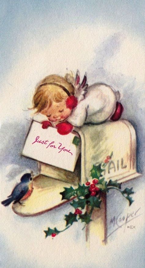 Christmas Angel Illustration, Christmas Card Angel, Angel Illustration, Christmas Mail, Vintage Christmas Images, Angel Girl, Old Christmas, Christmas Angel, Christmas Past