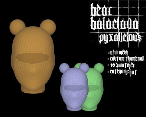 bear balaclava | pyx_s4 on Patreon Ts4 Earmuffs, Sims 4 Balaclava, Sims 4 Balaclava Cc, Ski Mask Sims 4 Cc, Sims 4 Ski Mask, Sims 4 Bonnet Cc Patreon, Sims 4 Hood Cc, Bear Balaclava, Mods Ts4