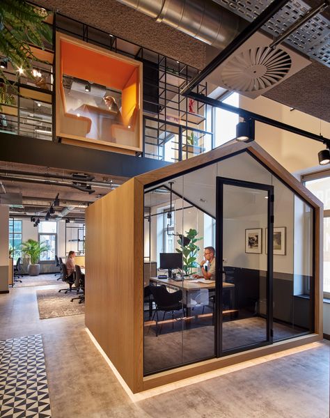 Coworking Space Design, Atrium Design, Work Cafe, Corporate Interior Design, Modern Office Space, Data Visualization Design, Office Pods, Architecture Magazine, Spatial Design