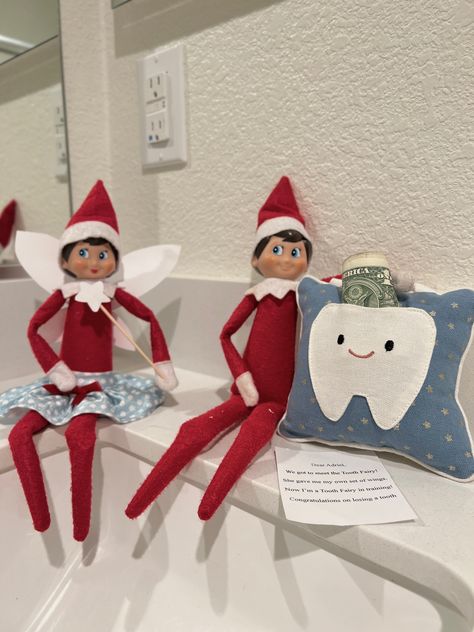 Elf On The Shelf And The Tooth Fairy, Elf Tooth Fairy, Elf On The Shelf Meets Tooth Fairy, Tooth Fairy And Elf On The Shelf, Elf On The Shelf And Tooth Fairy, Tooth Fairy Elf On The Shelf, Elf And Tooth Fairy Ideas, Elf Magic, Fairies Elves