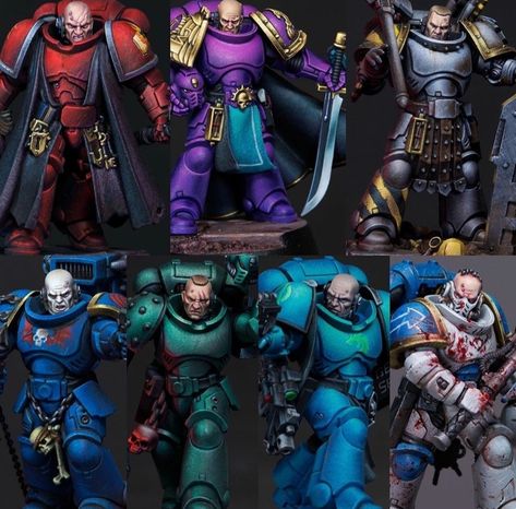 Space Marine Miniatures, Space Marine Armor, Marine Colors, Dark Eldar, Warhammer 40k Figures, Warhammer Aos, Warhammer Figures, Warhammer Paint, Space Wolves