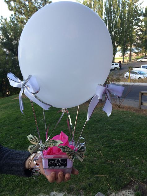 Hot air balloon wedding money gift Hot Air Balloon Wedding, Wedding Gift Money, Wedding Money, Money Gift, Hot Air Balloon, Gift Guide, Baby Mobile, Balloons, Shower