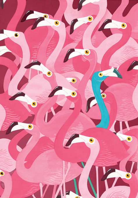 Principles Of Design, Laurel Burch, Art Et Illustration, Wow Art, Arte Animal, Art And Illustration, Mini Canvas, Pink Flamingos, Emphasis