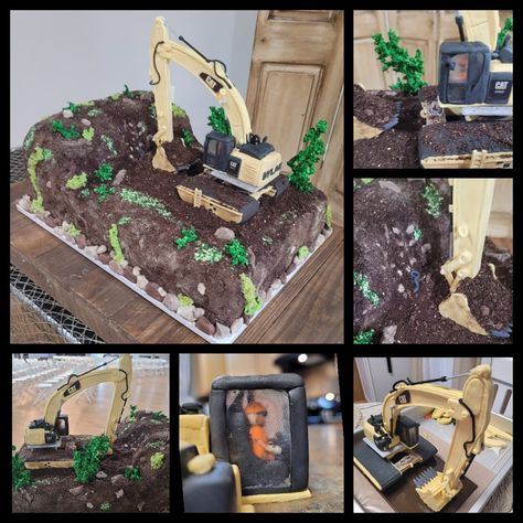 Excavator groom's cake, complete with a driver inside the cab. Groomsmen Cake, Groomsman Cake, The Cab, Grooms Cake, Cake