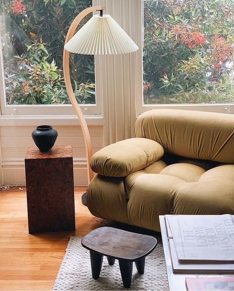 GUBI on Instagram: "Sought-after Mads Caprani Lamp. With its head-turning sculptural features, the Timberline Floor Lamp has become a true international sensation among design lovers worldwide. Image via @thefeministe Shop the Timberline Floor Lamp at GUBI.com #gubi #gubiofficial #timberlinefloorlamp #capranilamp #madscaprani" Gubi Floor Lamp, Dream House Aesthetic, Elegant Floor Lamps, Mid Century Floor Lamps, Chic Lounge, House Aesthetic, Retro Mid Century, Take A Seat, Beech Wood