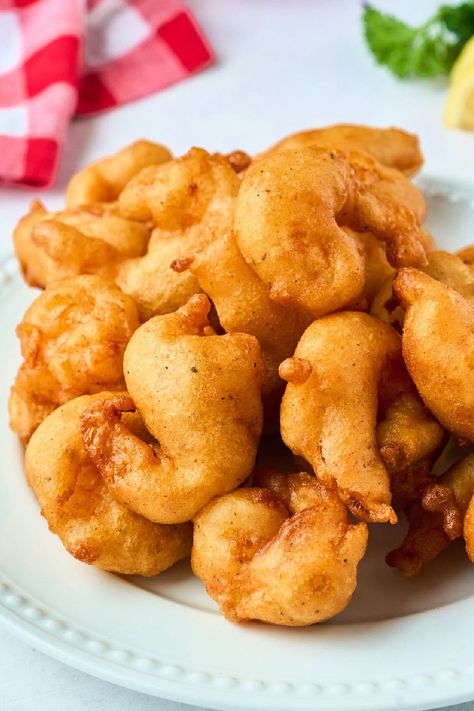 Battered Fries Recipe, Battered Shrimp Recipes, Battered Fries, Fried Shrimp Recipes Easy, Deep Fried Foods, Battered Shrimp, Beer Battered Shrimp, Deep Fryer Recipes, Fried Shrimp Recipes