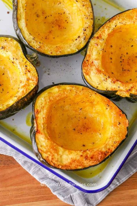 This is how to roast acorn squash so it comes out perfectly flavorful every time. We love making this recipe during the cooler autumn and winter months! #spendwithpennies #acorn #acornsquash #squash #roastedsquash #roastsquash Acorn Squash In Oven, Roast Acorn Squash, Cook Acorn Squash, Acorn Squash Baked, Squash In Oven, Healthy Squash Recipes, Slow Carb, Baked Butternut Squash, Acorn Squash Recipes