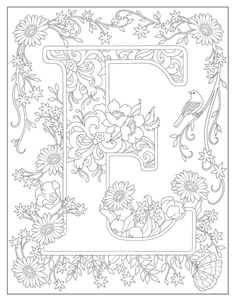 Dover Coloring Pages, Beautiful Alphabet, Creative Haven Coloring Books, Designs Coloring Books, Adult Coloring Designs, Dover Publications, Fall Coloring Pages, Alphabet Coloring Pages, Alphabet Coloring