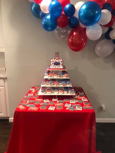 University of Arizona cake and cookies! University Of Arizona Graduation Party, University Of Arizona Graduation, Arizona Party, College Party, College Parties, Arizona Wildcats, Graduation Celebration, University Of Arizona, Graduation Ceremony