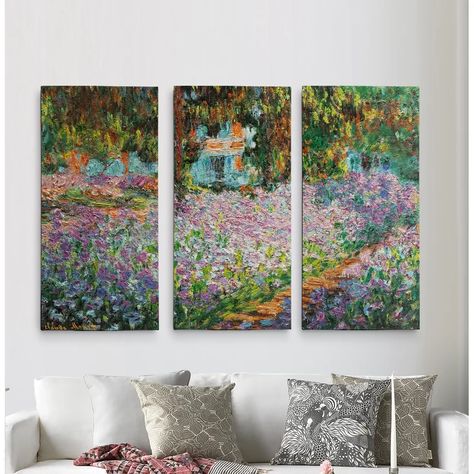 Lark Manor Irises In Garden On Canvas 3 Pieces by Claude Monet Painting & Reviews | Wayfair Love Birds Painting, Claude Monet Paintings, 3 Piece Painting, Monet Paintings, Image Painting, Irises, Claude Monet, Best Canvas, Online Art Gallery