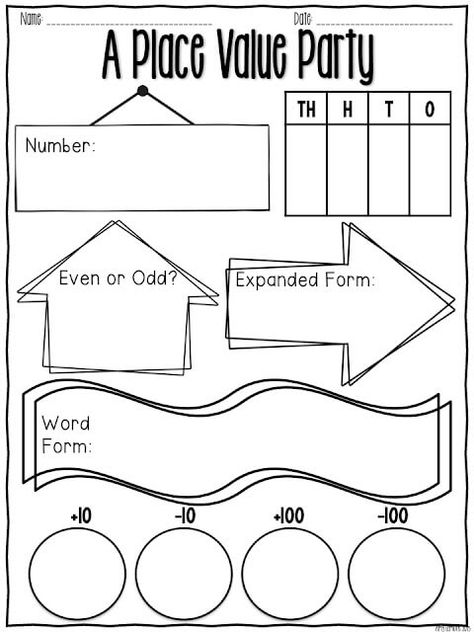 Number 100, Math Place Value, Math Number Sense, Math Time, Second Grade Math, Third Grade Math, Mental Math, Homeschool Math, Graphic Organizer