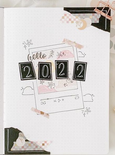 Bujo Yearly Theme, Dream In Reality Valentine, Bujo Yearly Cover Page, New Year Journal Ideas 2023, Bujo 2022 Cover Page, 2022 Title Page, Bujo 2023 Cover Page, Bullet Journal Year Cover, Bujo Year Cover