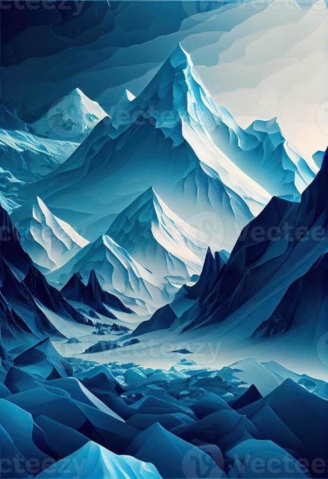 Ice Mountain, Theme Poster, Different Shades Of Blue, Mountain Illustration, Mountain Landscape, Free Stock Photos, Shades Of Blue, Royalty Free Stock Photos, Shades