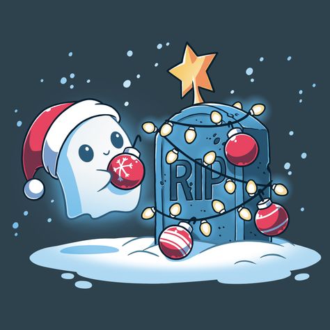 Christmas Ghost, Halloween Wallpaper Cute, Creepy Christmas, Dark Christmas, Drawing Examples, Kawaii Christmas, Christmas Drawing, Christmas Illustration, Creepy Cute