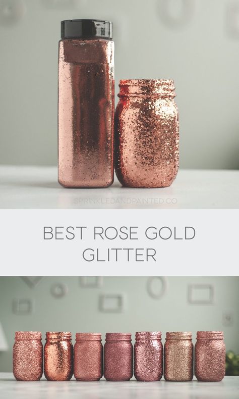 Best Rose Gold Glitter Gold Glitter Spray Paint, Rose Gold Vase, Gold Votive Candles, Glitter Projects, Rose Gold Christmas Decorations, Glitter Spray Paint, Best Rose, Glitter Reindeer, Glitter Mason Jars