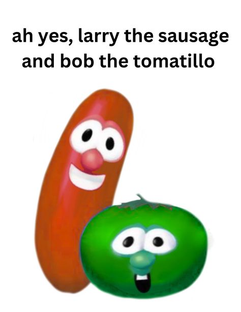 Veggietales Tattoo, Veggietales Memes Funny, Veggietales Fanart, Larry Veggie Tales, Veggie Tales Funny, Clean Funny Memes, Jesus Memes, Silly Songs, Christian Jokes