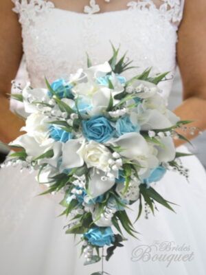 Blue Roses Wedding Bouquet, Calla Lily Bouquet Wedding, Rose Wedding Bouquet, Bridal Flowers, Rose Wedding, Calla Lily, Blue Rose, Lily Of The Valley, Lily