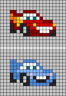 Cars Perler Beads, Perler Beads Movies, Ferrari Crochet, 13x13 Pixel Art, Pixel Art Matching, Matching Pixel Art, Car Perler Beads, Melting Beads Patterns, Pixel Art Ideas Creative