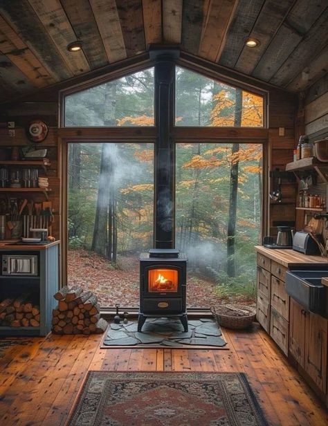 Cabin Interiors, Cabin Living, Tiny House Cabin, Small Cabin, Cabins And Cottages, Dream House Interior, Rustic Cabin, Cabin Homes, Cabins In The Woods