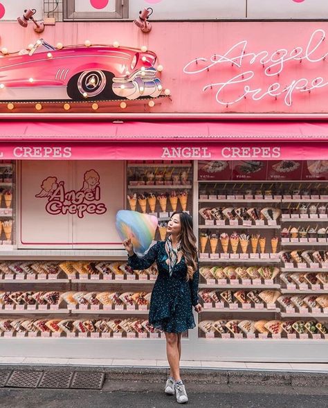 TRAVEL INSPIRATION on Instagram: “This is not my photo 📸: @krystinesc  #harajuku #tokyo #tokio #japan #asia #angelcrepes #pink #shop #crepes #woman #visitharajuku…” Harajuku Tokyo, Pink Shop, Travel Girl, Kuala Lumpur, Girls Trip, Cotton Candy, Travel Inspiration, Rome, Harajuku