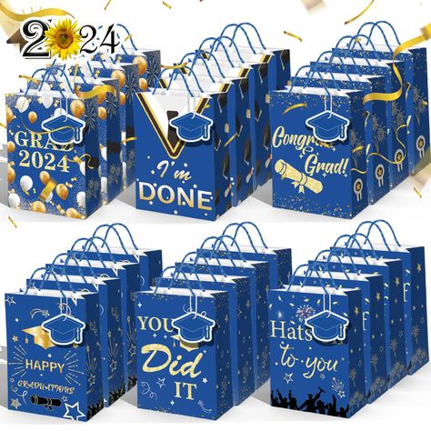 PRICES MAY VARY. Graduation Gift Bags Set—package includes 24 pcs Graduation gift paper bags with handles and 24 pcs graduation cap tags , 6 different styles Grad bulk gift bags, each measuring 8.3x5.9x3.1 inches, you can mix and match freely, they are very suitable for Graduation gift packaging, adding a festive touch to your class of 2024 graduation party. 24 Graduation Cap Gift Tags—24 graduation cap-shaped tags measuring 1.97 x 1.97 cm, the tags have blank space for writing congrats graduati Graduation Goodie Bags, Graduation Gift Bags, Graduation Party Diy, Graduation Party Favors, 2024 Graduation, Graduation Diy, Gift Paper, Congrats Grad, Class Of 2024