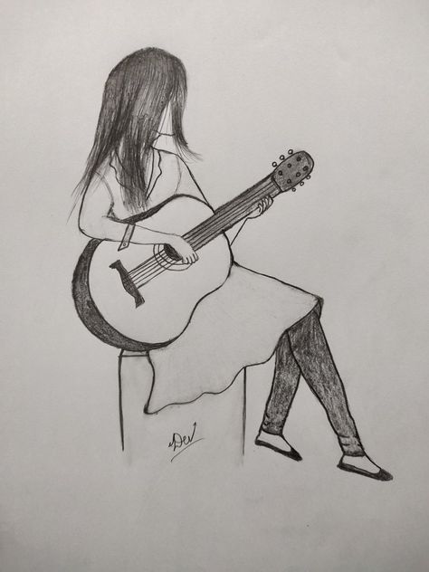 Girl Playing Guitar, Girl With Guitar, Guitar Sketch, Guitar Drawing, Draw Step By Step, How To Draw Steps, Basic Girl, Music Festival Poster, Lonely Girl