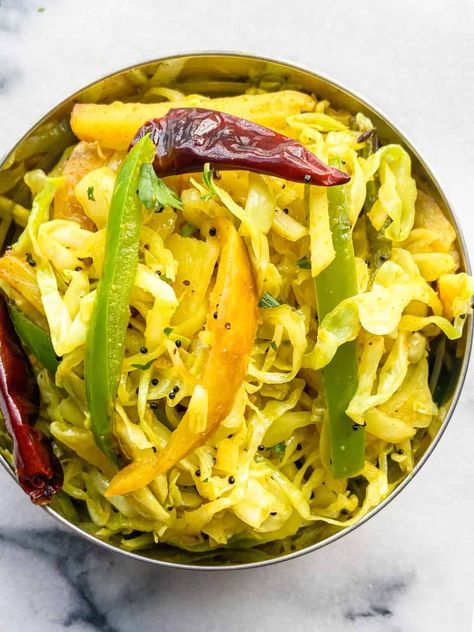 Gujarati Stir-Fried Cabbage Recipe (Sambharo) - Feast with Safiya Indian Tikka Masala, Stir Fried Cabbage Recipes, Fried Cabbage Recipe, Sliced Cabbage, Fried Cabbage Recipes, Cabbage Stir Fry, Tikka Recipe, Julienned Carrots, Masala Spice