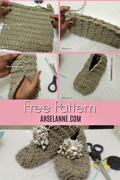 One Hour Crochet Slippers, Slippers Diy, Easy Crochet Socks, Socks Crochet, Crocheted Slippers, Easy Crochet Slippers, Crochet Slipper, Slippers Socks, Slippers Crochet