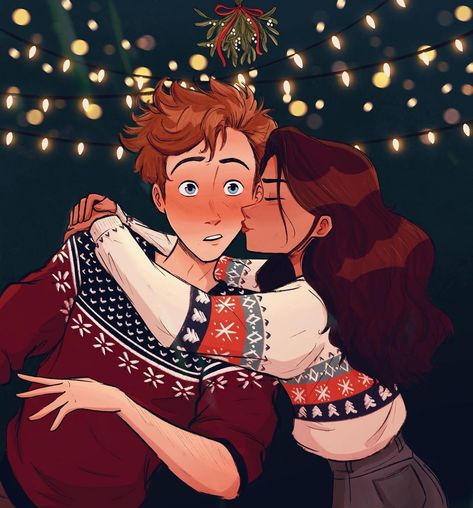 ✌︎('ω')✌︎ on Instagram: “Surprise smooch! 🎄 . I asked for some Christmasy drawing ideas the other day and a few of you guys suggested a couple under the mistletoe,…” Mistletoe Drawing, Under The Mistletoe, Christmas Drawing, Christmas Couple, Couple Drawings, Couple Art, Drawing Poses, Drawing Reference, Drawing Ideas