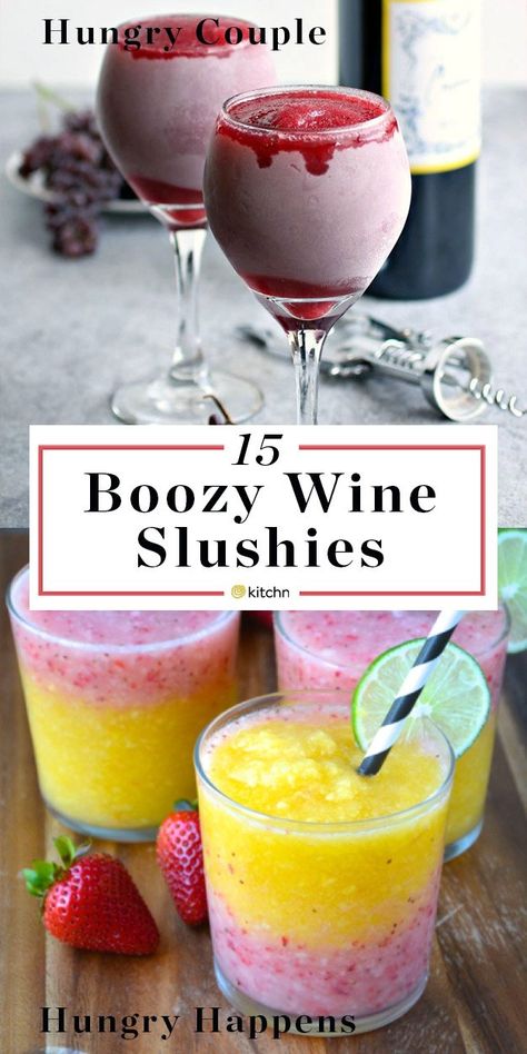 15 Boozy Wine Slushies. There's more to frozen and blended cocktails and pitcher drinks / beverages than Frozé Rosé (aka Froze Rose). Use your favorite wine in these - red, white, blush, and everything in between. Perfect for parties, bridal showers, potlucks, summer bbqs or graduations. Also excellent for holidays like easter, thanksgiving, christmas, and mother's day. Day drinking has never been so delicious with alcoholic drinks for a crowd like these. Nostalgia Slushie Machine Recipes, Frozen Blended Alcohol Drinks, Blended Alcoholic Drinks, Cocktail Slushies, Alcohol Truck, Frozen Alcoholic Drinks, Blended Cocktails, Drink Shots, Summertime Cocktails