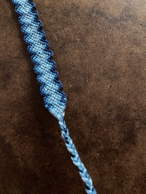 tried triangle ends for the first time Embroidered Friendship Bracelet, Friendship Bracelets, Hair Wrap, Hair Styles, Blue