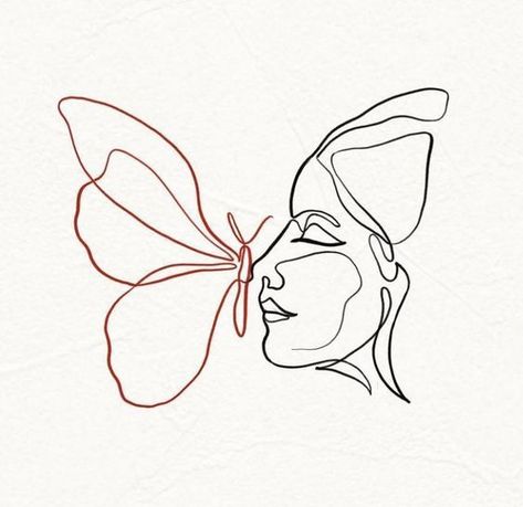 Butterfly Face Drawing, Butterfly Line Drawing, Cute Simple Tattoos, Embroidered Canvas Art, Petit Tattoo, Flower Pattern Drawing, Single Line Tattoo, Small Hand Tattoos, Line Art Tattoos