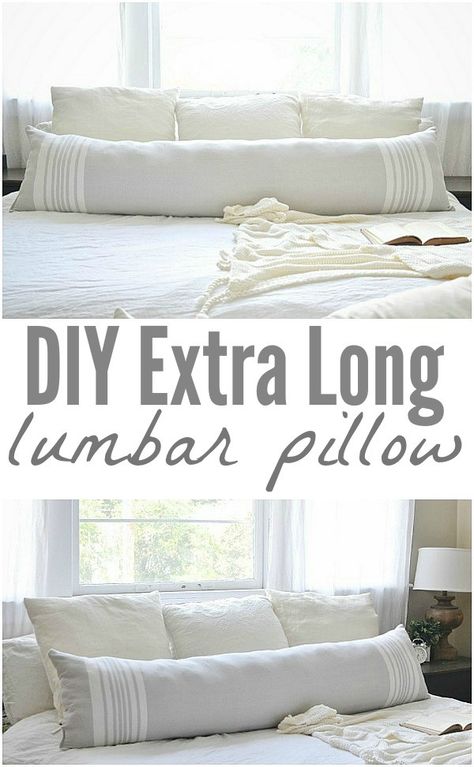 DIY extra long lumbar pillow - Made from a table runner! So easy to make & it cost less than $20 for materials! Lumbar Pillow Patterns Sewing, Lumbar Pillow Pattern, Making Pillows, Fun Pillows, Craft Factory, Extra Long Lumbar Pillow, Cuddle Pillow, Liz Marie, Mexico House