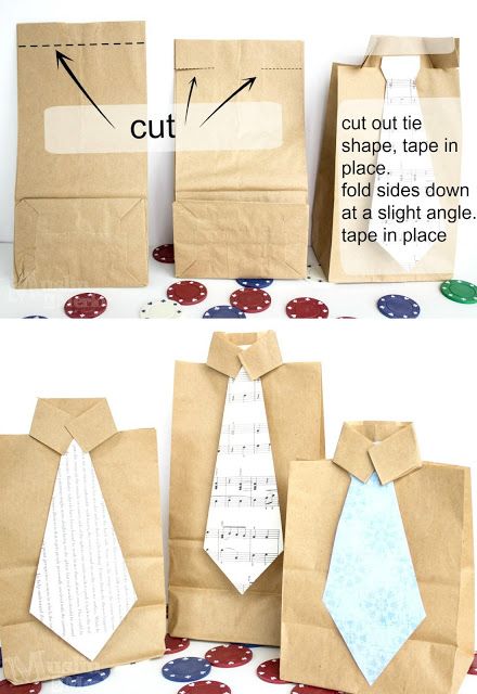 Easy Shirt 'n Tie Father's Day Gift Bag - Muslin and Merlot Fathers Day Gifts Ideas, Folding Origami, Pioneer Gifts, Father's Day Diy, Tie Gifts, Fathers Day Crafts, Mors Dag, Simple Shirts, Simple Bags